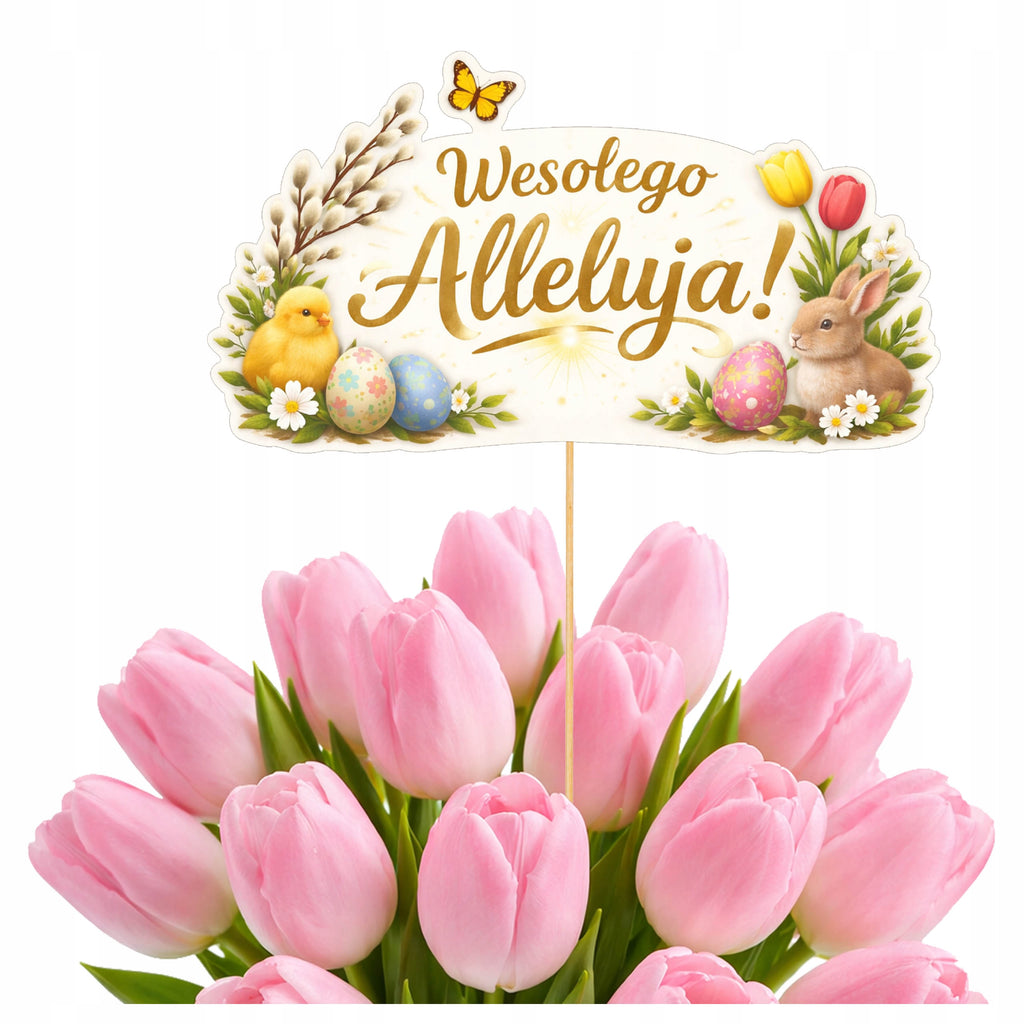 WESOŁEGO ALLELUJA topper toper WIELKANOCNE DEKORACJE święconka WIELKANOC