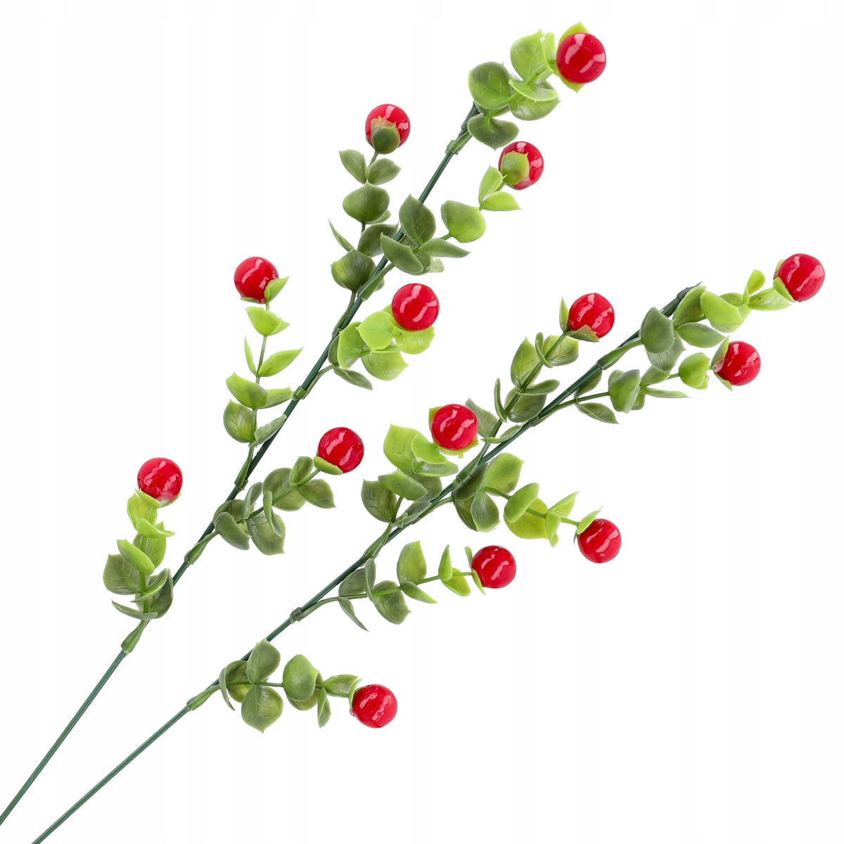 SZTUCZNE KWIATY gałązki dekoracyjna 2szt BORÓWKA kuleczki 54cm LISTKI kwiat