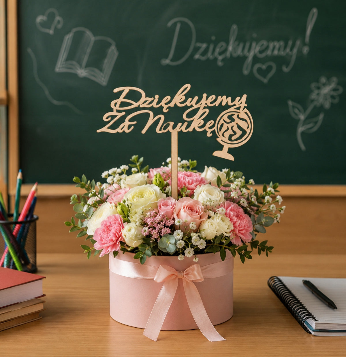 Topper Drewno Koniec roku Szkoła Prezent Dla Nauczyciela Dekoracja Ozdoba