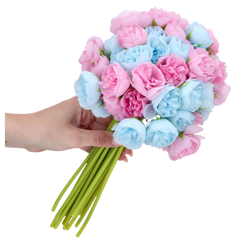 Bukiet Peonii Róż Błękit 32cm MIX Bukiet Kompozycja Kwiatowa Peonia Piwonia