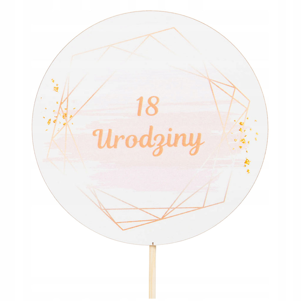 Topper Urodzinowy Na Tort Na Osiemnastę Ozdobny