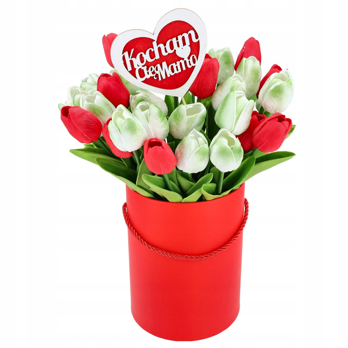 SZTUCZNE TULIPANY 30szt KWIATY FLOWERBOX prezent na DZIEŃ MATKI topper