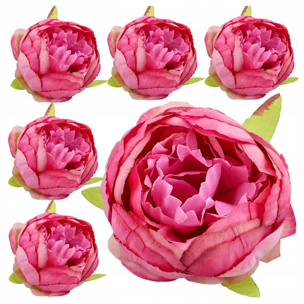 PEONIE kwiaty SZTUCZNE 8cm 6szt główki wyrobowe KOMPOZYCJA BUKIETU stroika