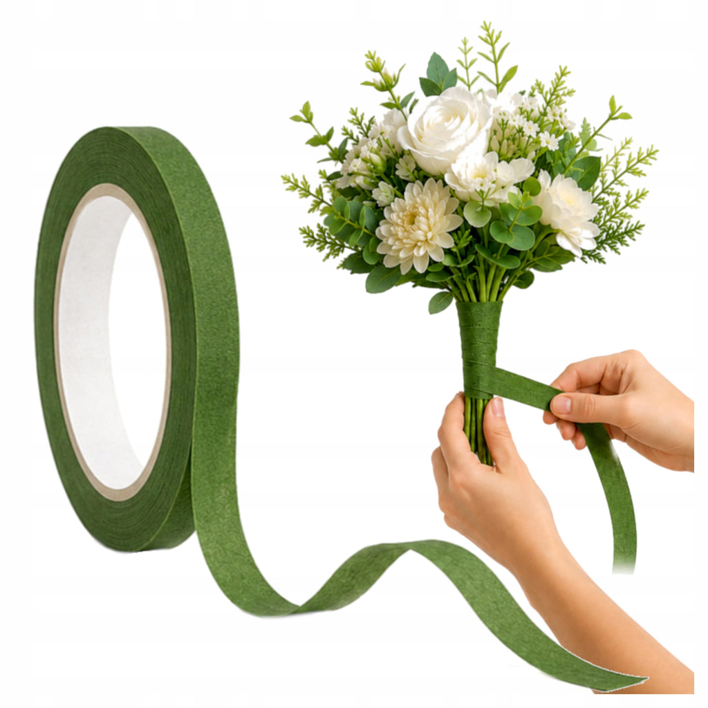 Taśma Florystyczna 1,2cm Zieleń Maskująca Kwiaty Bukiet Florysta Oliwka