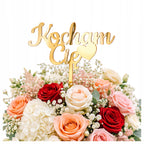 KOCHAM CIĘ TOPPER na tort BUKIET kwiatów TOPER PIKER plexi na Dzień Matki