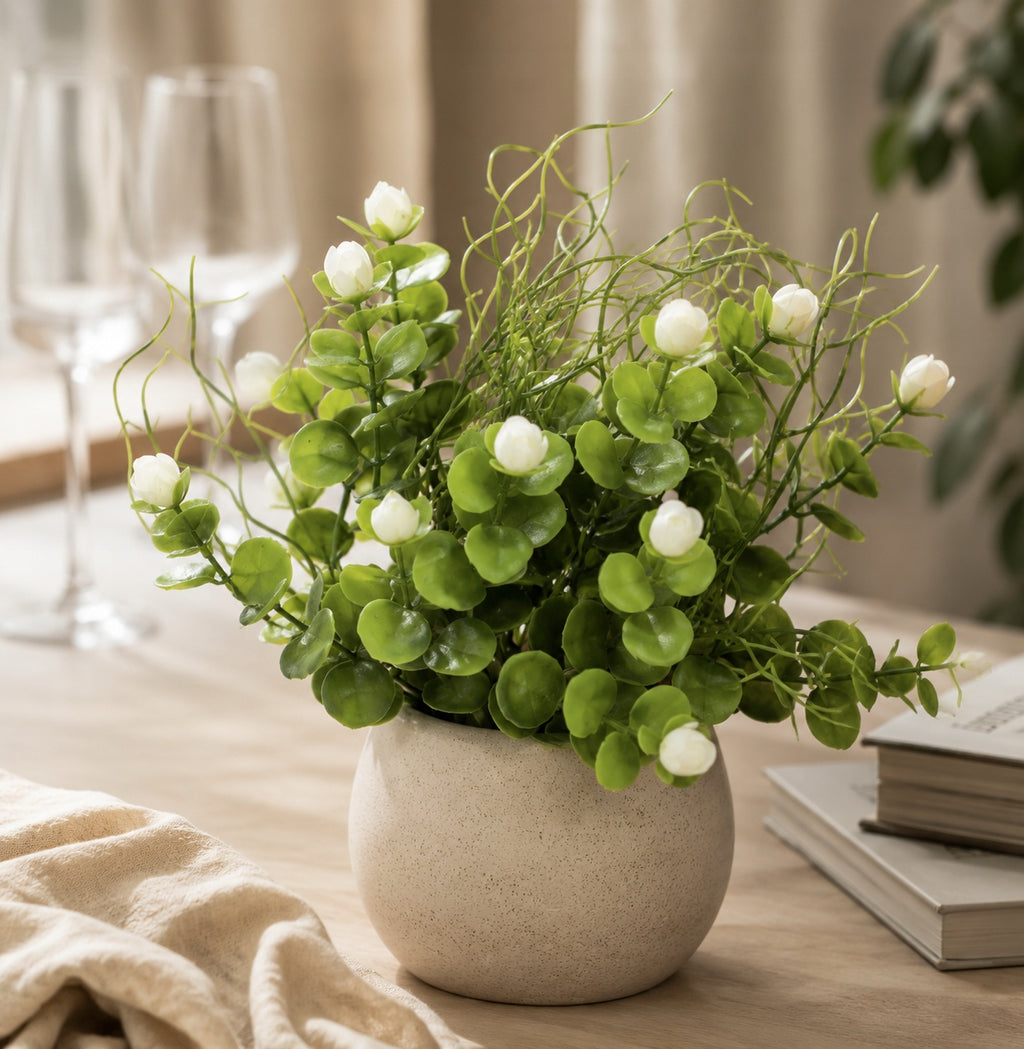 Gałązka Ozdobna Białe Kwiaty 3szt SZTUCZNE GAŁĄZKI Dodatek Florystyczny DIY
