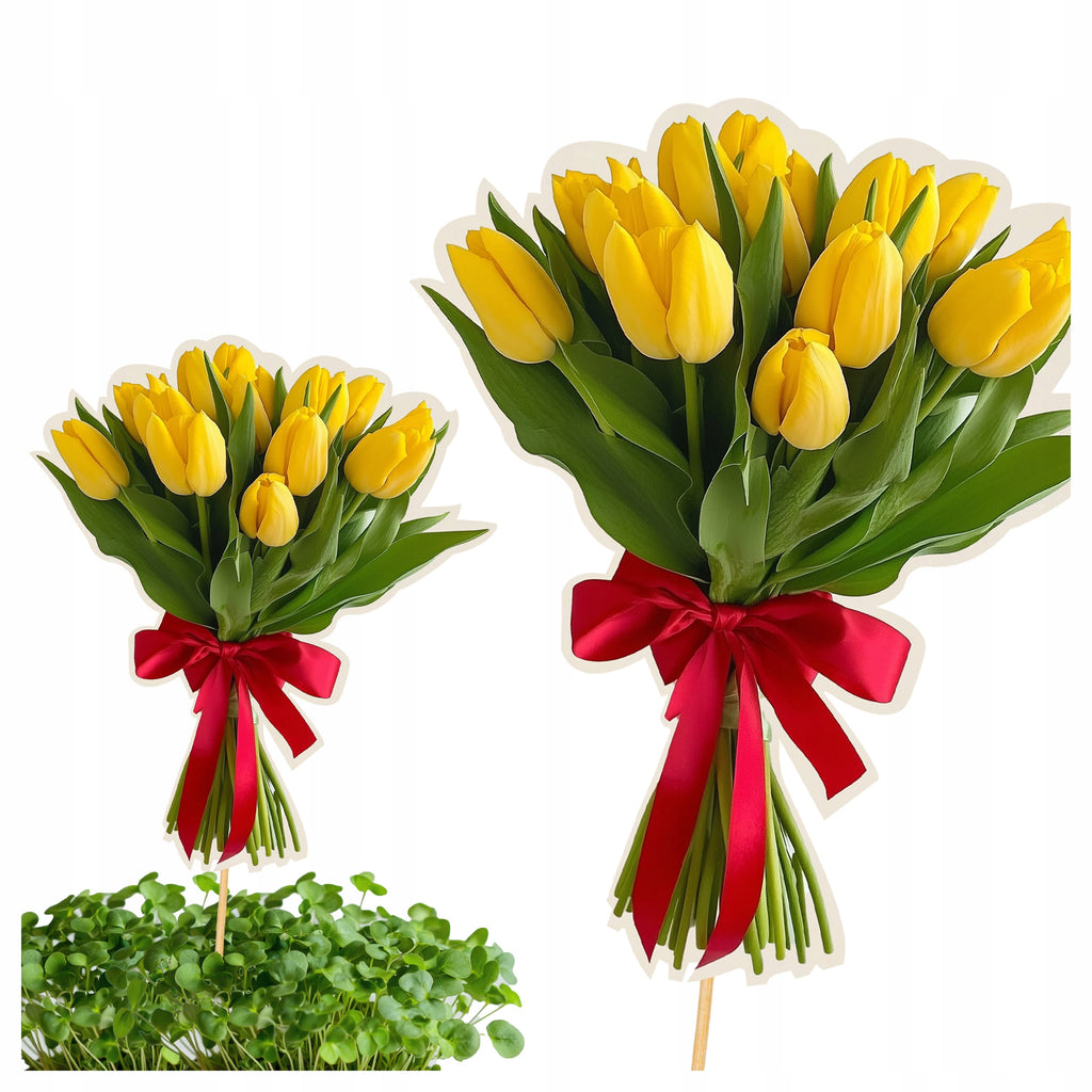 TULIPANY topper WIELKANOCNY dekoracyjny na WIELKANOC do KOSZYCZKA BUKIETU