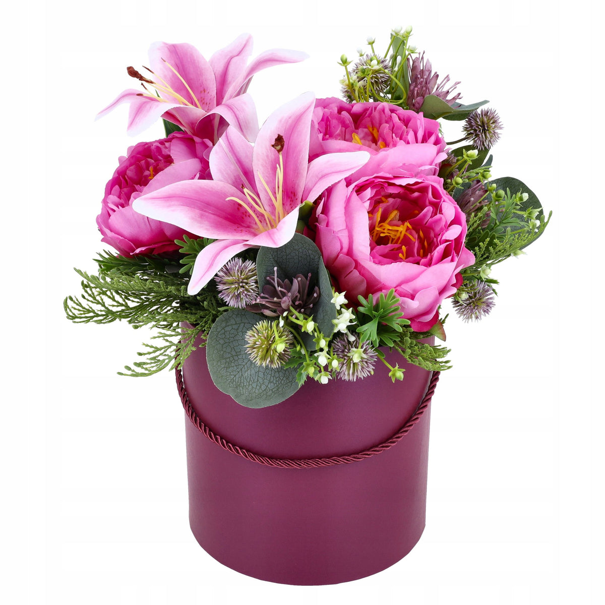 Flower Box Duży Okrągły Śliwkowy Pudełko Na Kwiaty Box Florystyczny DIY