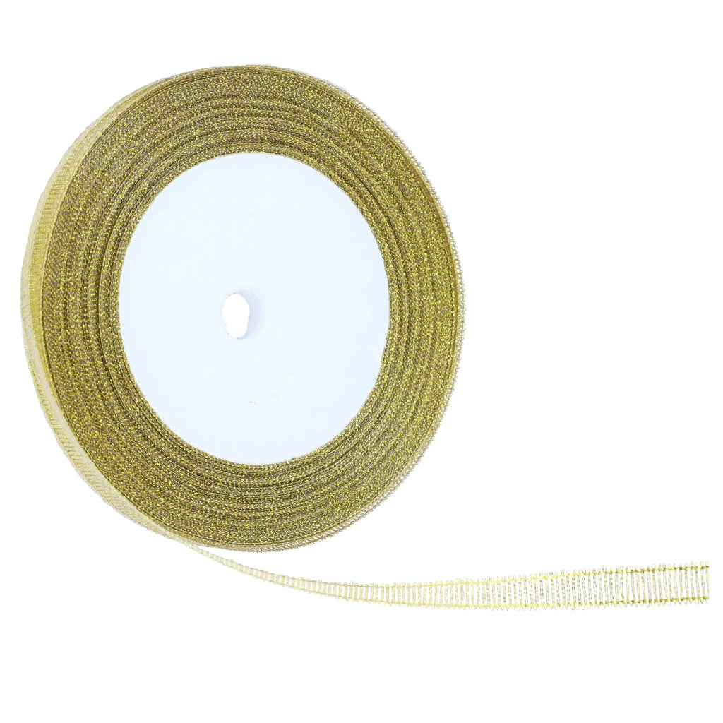 WSTĄŻKA brokatowa tasiemka taśma złota błyszcząca do dekoracji DIY 6mm