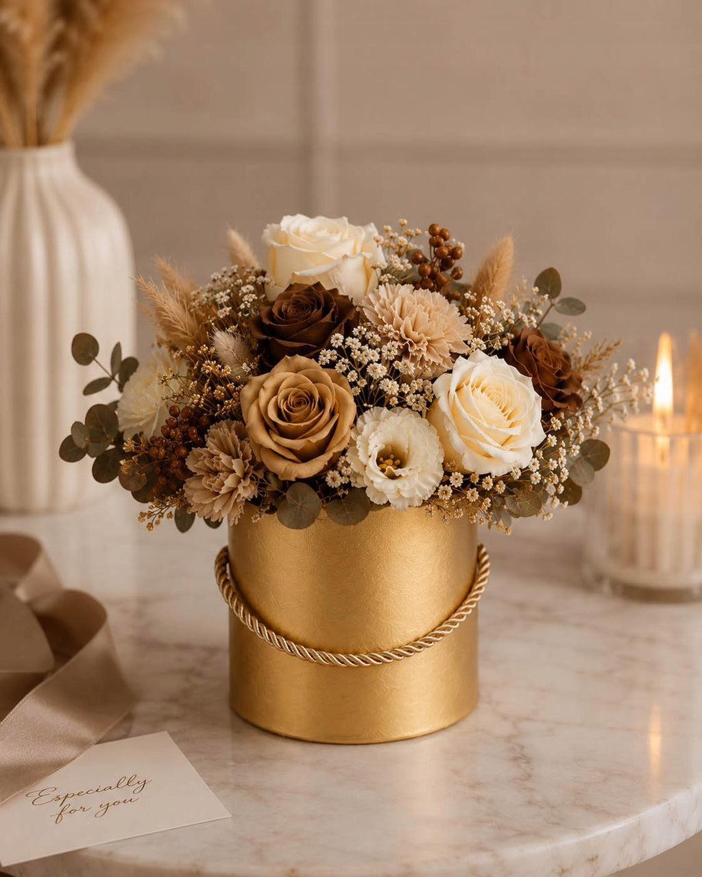FLOWERBOX pudełko prezent ZŁOTE prezenty upominek KOMUNIA CHRZEST urodziny