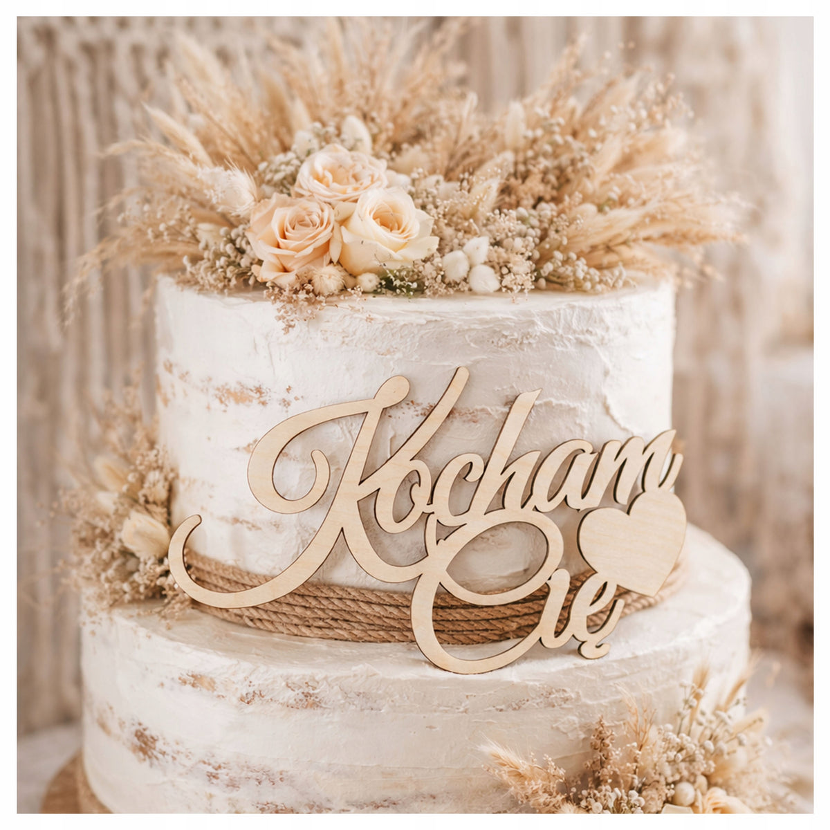 PREZENT NA DZIEŃ MAMY serce KOCHAM CIĘ NAPIS drewniany DEKORACJA ozdoba