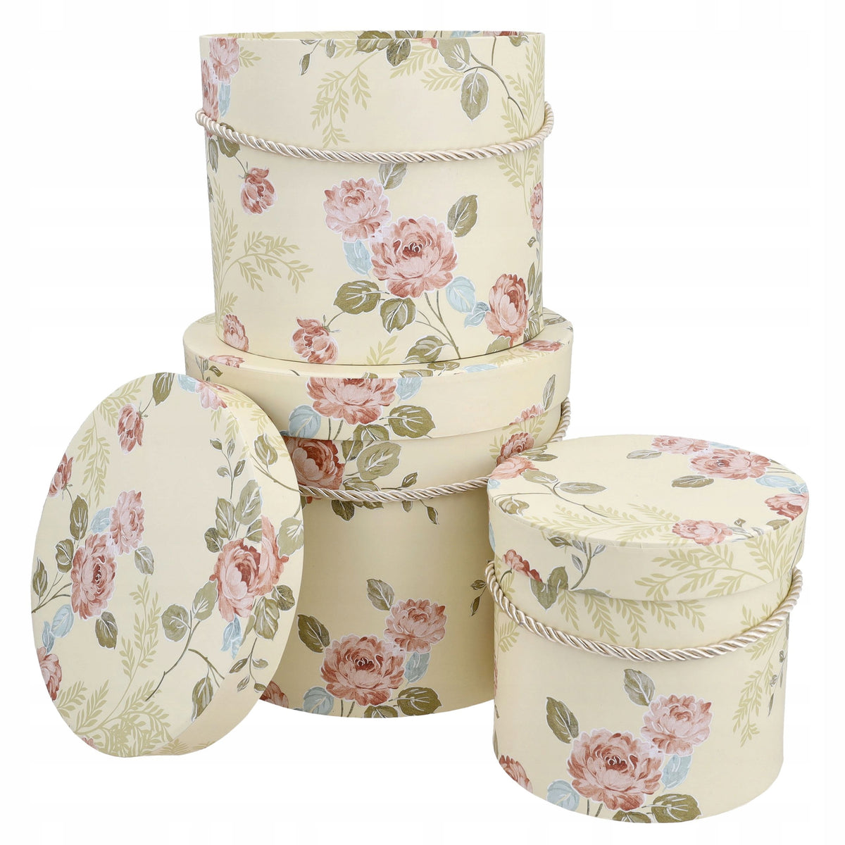 Flower Box Duży Okrągły Żółty w Kwiaty Dodatek do Kwiatów Bukiet DIY Ślub