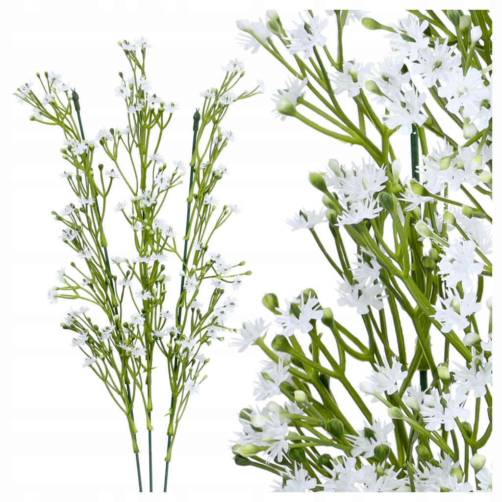 Gałązka Dodatek Zieleń/Biel 3szt SZTUCZNE GAŁĄZKI Flower Box Ślub Komunia