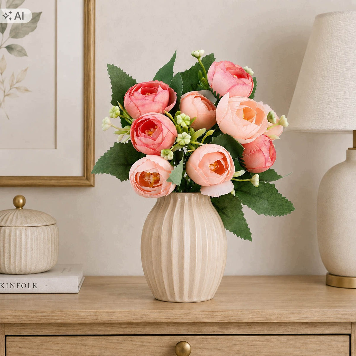 Bukiet Peonia Brzoskwinia 30cm Pik Kwiaty Sztuczne Jak Żywe Gałązka PIWONIA