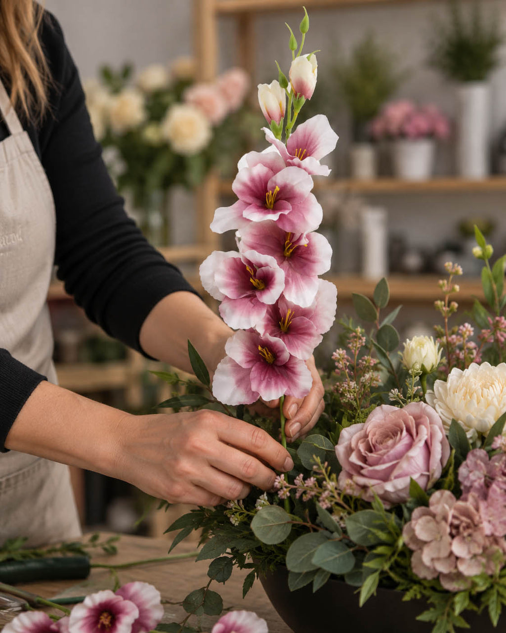 Gałązka Mieczyk Róż Jasny Ciemny 63cm Kwiaty Sztuczne Jak Żywe Dekoracje