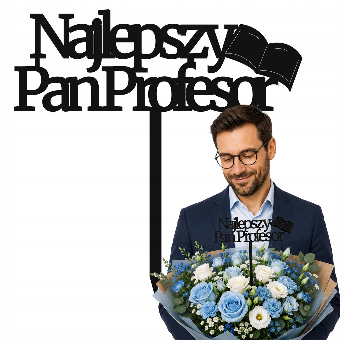 Topper Czarny Koniec roku Dodatek do Prezentu Dla Nauczyciela Edukacja