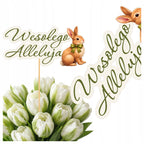 TOPPER dekoracje wielkanocne ZAJĄC ZAJĄCZEK na wielkanoc WESOŁEGO ALLELUJA