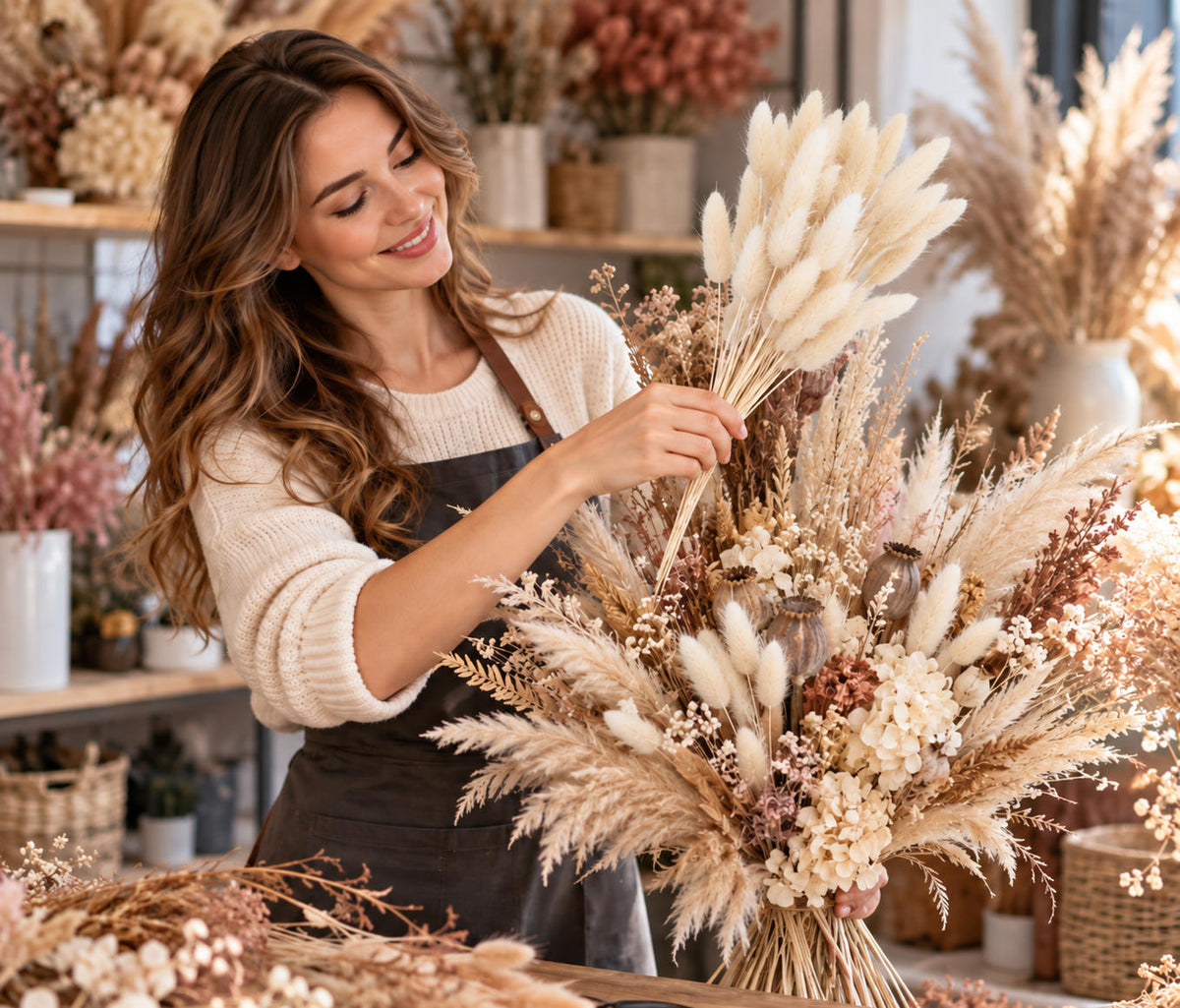 DMUSZEK JAJOWATY naturalny KWIATY sztuczne dodatek na stroik sztuczna TRAWA