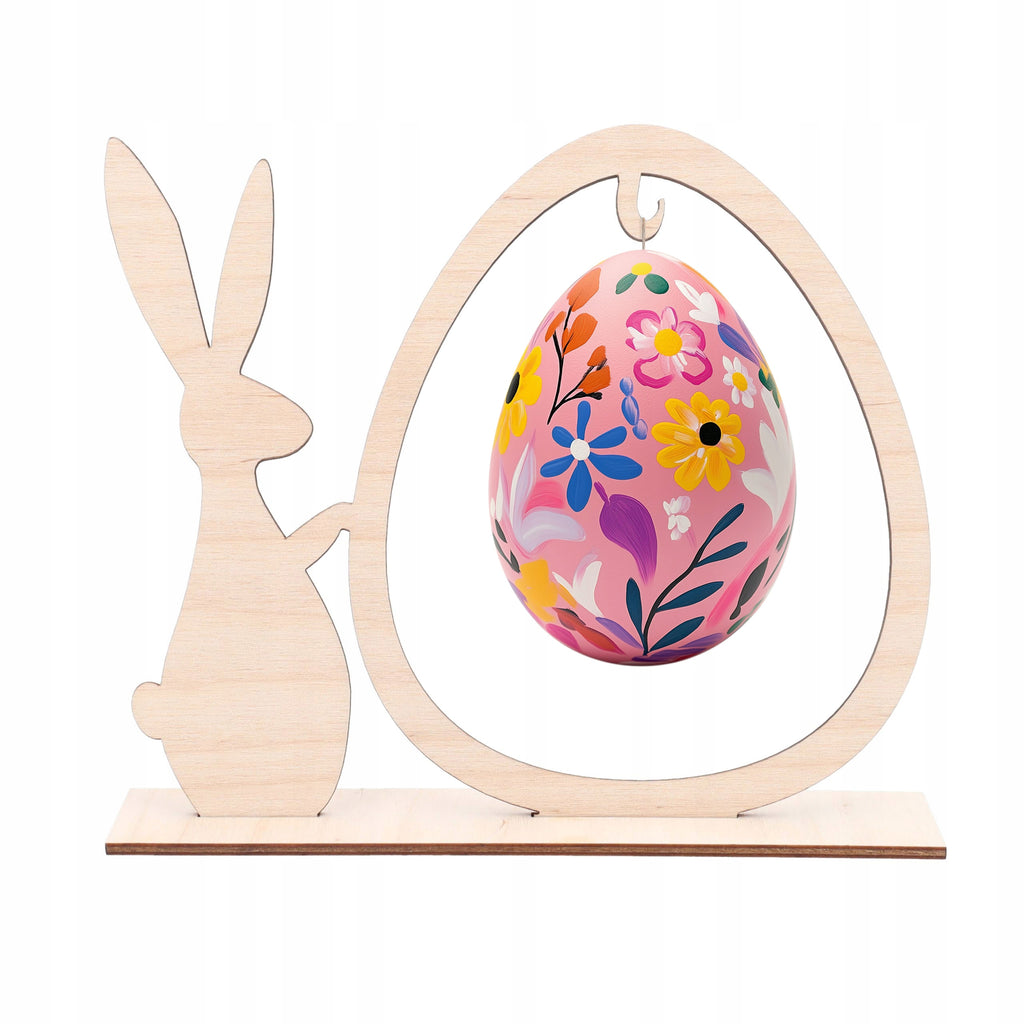 Stojak na JAJKO drewniana ozdoba na WIELKANOC zając dekoracje WIELKANOCNE