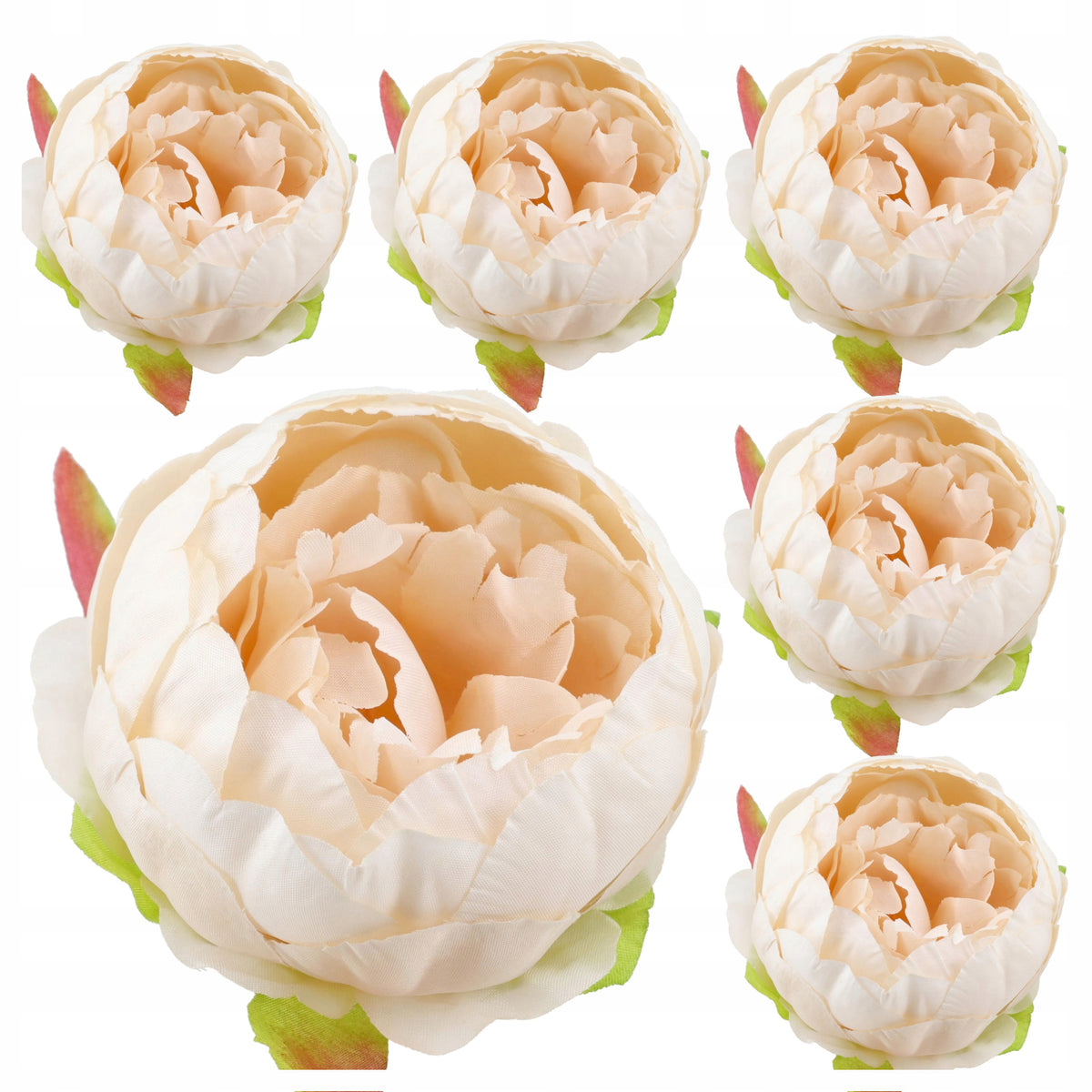 Peonie Krem Brzoskwinia Główki Kwiatów SZTUCZNE KWIATY JAK ŻYWE