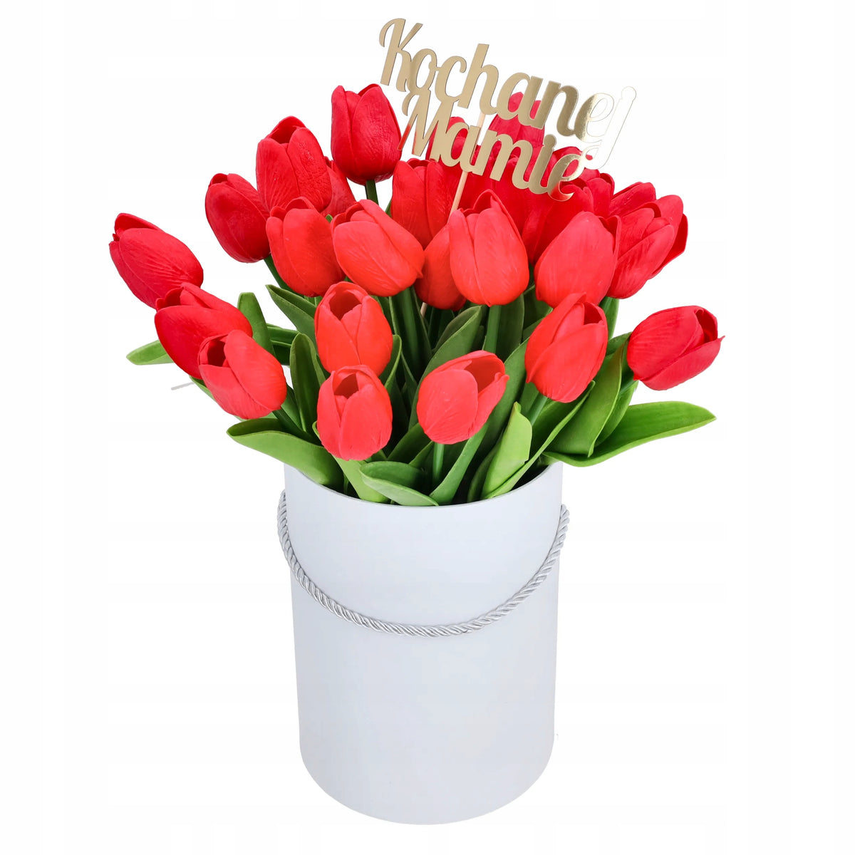FLOWERBOX SZTUCZNE TULIPANY 30szt BUKIET KWIATÓW TOPPER prezent dla MAMY
