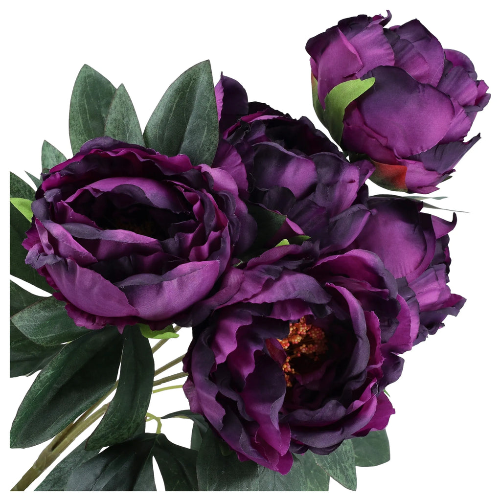 Bukiet Peonia Śliwka Fiolet 45cm aż 5 główek Kwiaty Sztuczne Jak Żywe