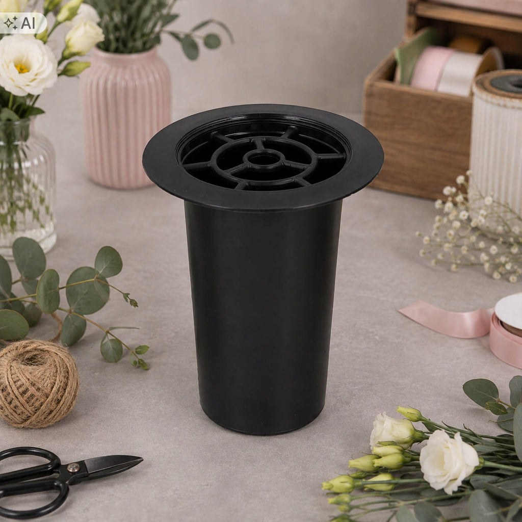 WKŁAD do WAZONU plastikowy z kartką osłonka na kwiaty żywe na cmentarz