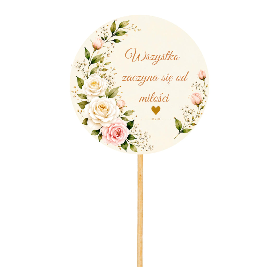 TOPPER na Tort Dekoracje Na Prezent dla Pary Młodej flower box Wesele