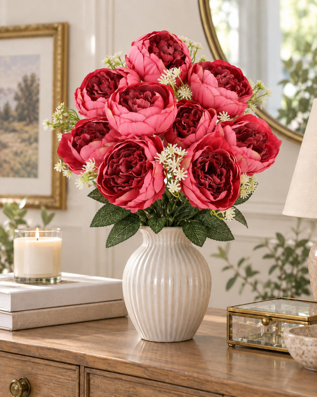PEONIE KWIATY SZTUCZNE jak żywe piwonie bukiet kwiatów STROIK Na Cmentarz