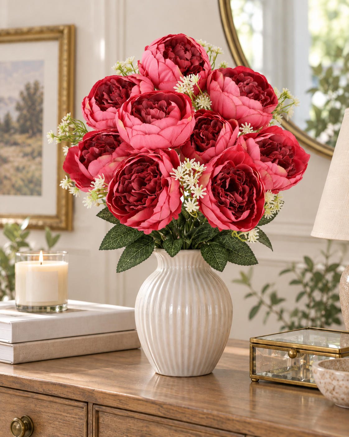 PEONIE KWIATY SZTUCZNE jak żywe piwonie bukiet kwiatów STROIK Na Cmentarz