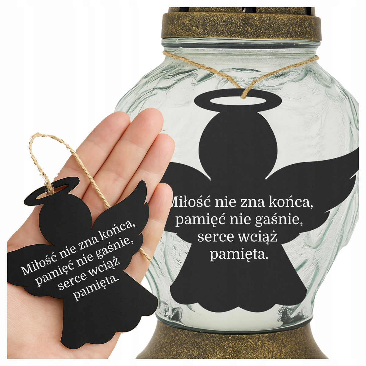 ZAWIESZKA na ZNICZ ANIOŁEK napis DEKORACJA na WSZYSTKICH ŚWIĘTYCH cmentarz