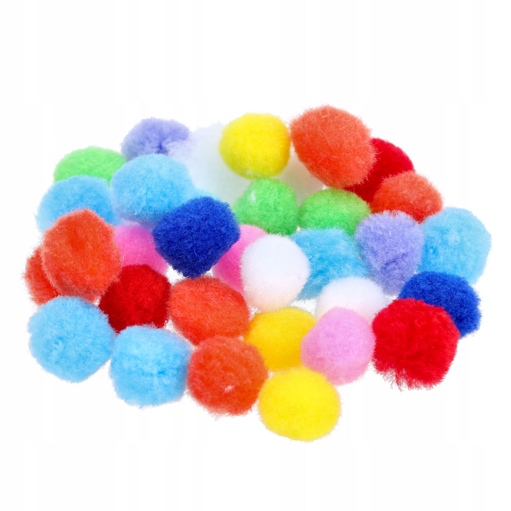 Pompony POLIESTROWE kolorowe do DEKORACJI pomponiki OZDOBNE mix 2cm 40szt