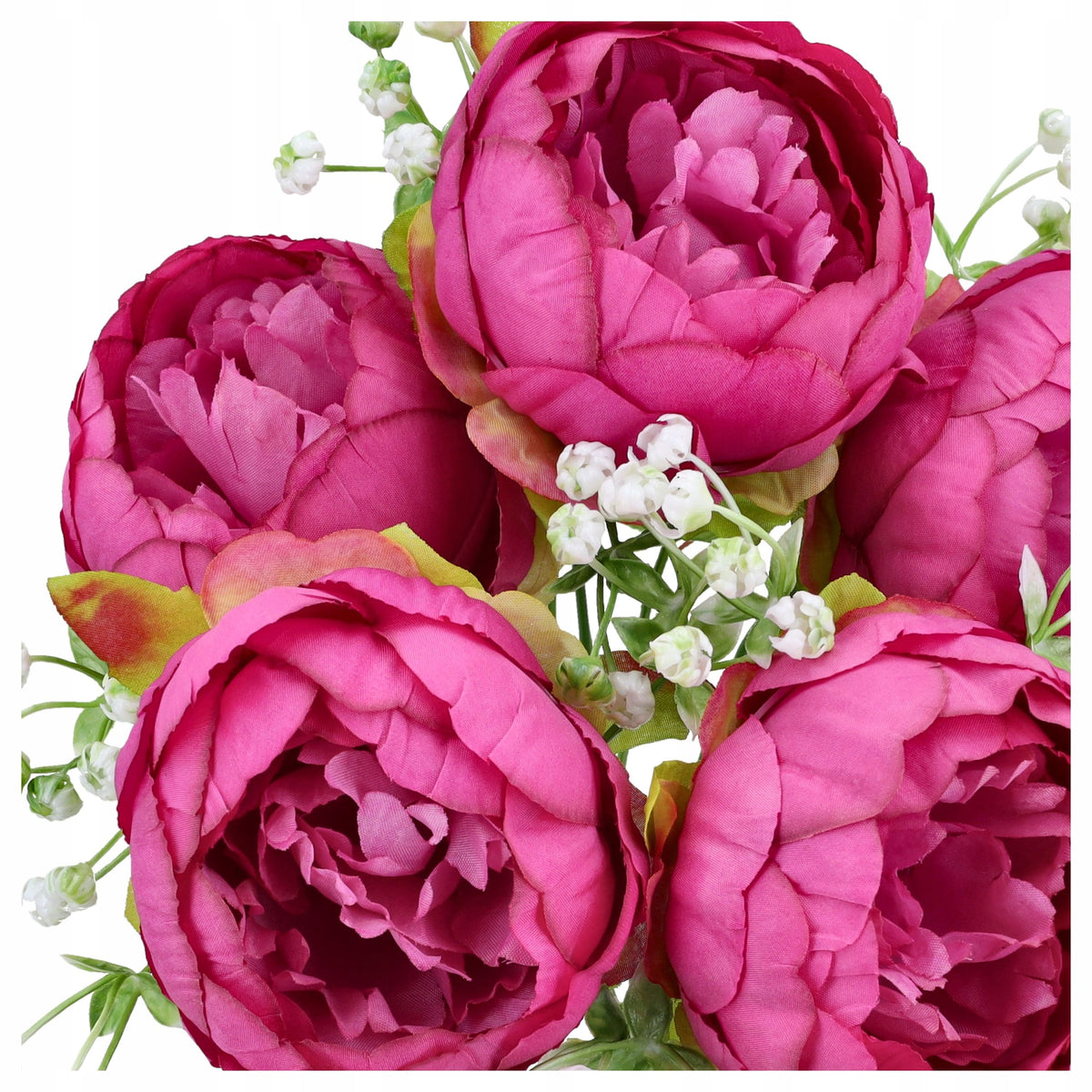 Bukiet Peonie Amarant z Gipsówką Kompozycja Dekoracje SZTUCZNE KWIATY