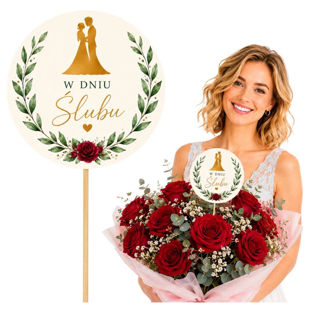 TOPPER na Tort Dekoracje Ślub Prezent dla Pary Młodej Flower box bukiet
