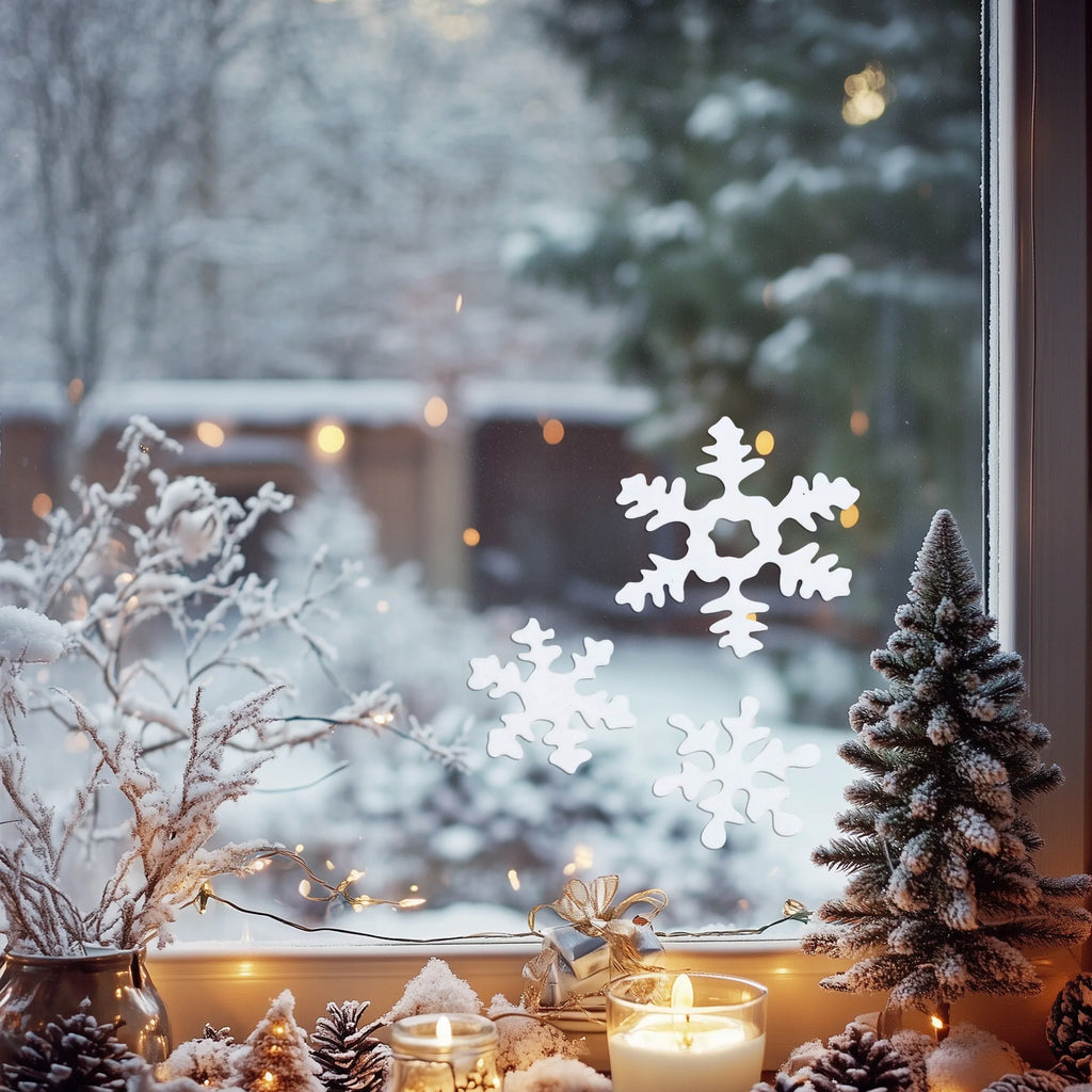 NAKLEJKI ŻELOWE na okno 3szt OZDOBY świąteczne ŚNIEŻYNKI dekoracja NAKLEJKA