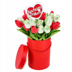 SZTUCZNE TULIPANY 30szt KWIATY FLOWERBOX prezent na DZIEŃ MATKI topper