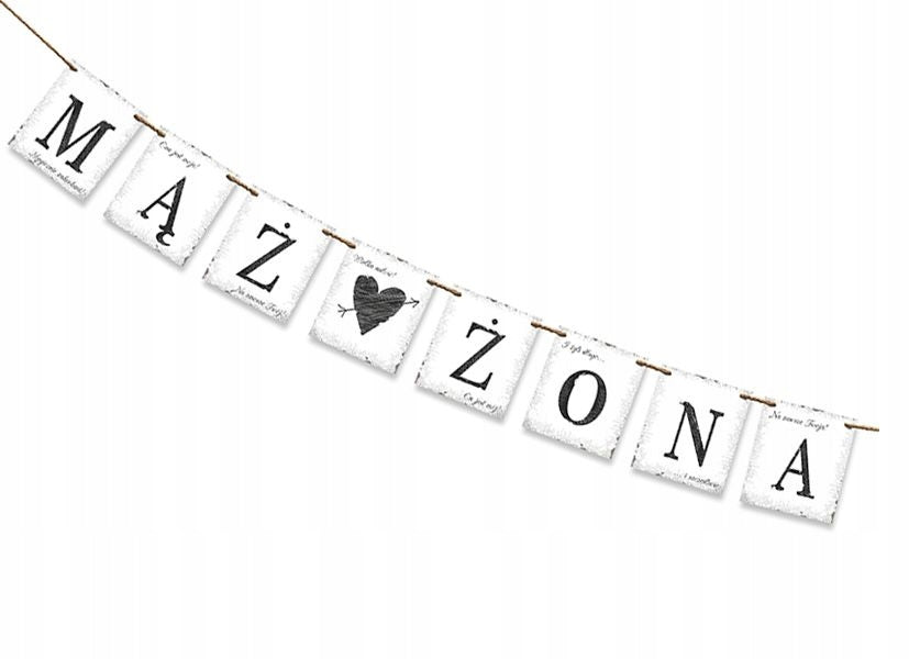 Baner MĄŻ ŻONA Weselny Dekoracja Ślubna 100cm