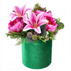 Flower Box Średni Zielony Zamsz Pudełko Na Bukiet DIY Kwiatowa Dekoracja