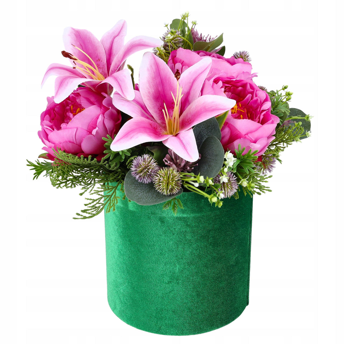 Flower Box Średni Zielony Zamsz Pudełko Na Bukiet DIY Kwiatowa Dekoracja