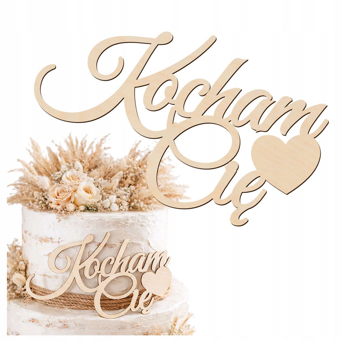 PREZENT NA DZIEŃ MAMY serce KOCHAM CIĘ NAPIS drewniany DEKORACJA ozdoba
