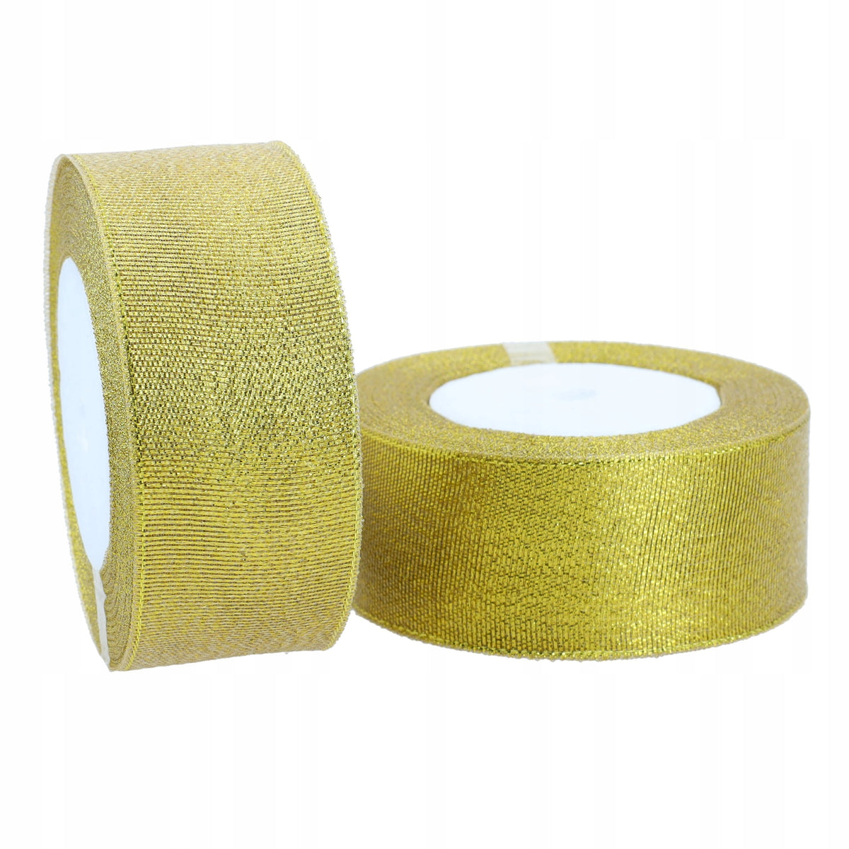 WSTĄŻKI złote BROKATOWE 2szt DIY rękodzięło KOKARDY prezenty 38mm tasiemki