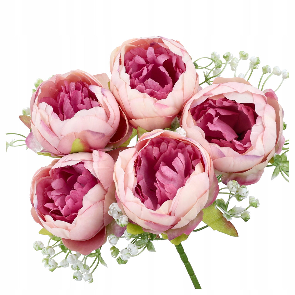 Bukiet Peonie Róż Gipsówka Do Dekoracji Stołu Stroik KWIATY SZTUCZNE