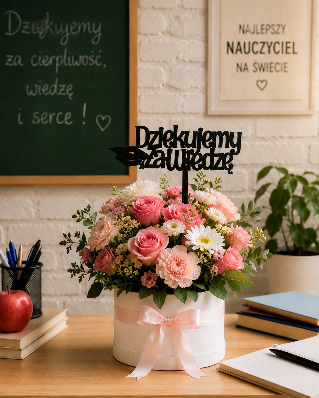 Topper Czarny Koniec roku Prezent Dla Pedagoga Szkolna Celebracja Pamiątka