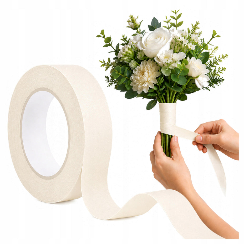 Taśma Florystyczna 2,4cm Biała Maskująca Bukiet Kwiaty Dla Florysty