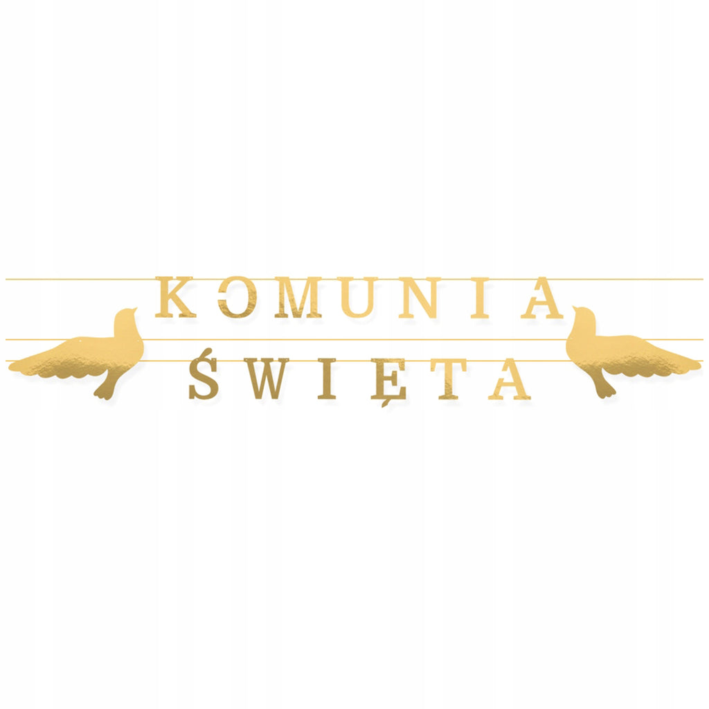 Baner Girlanda Napis Na Ścianę Komunia Święta Dekoracja Komunijna Złota