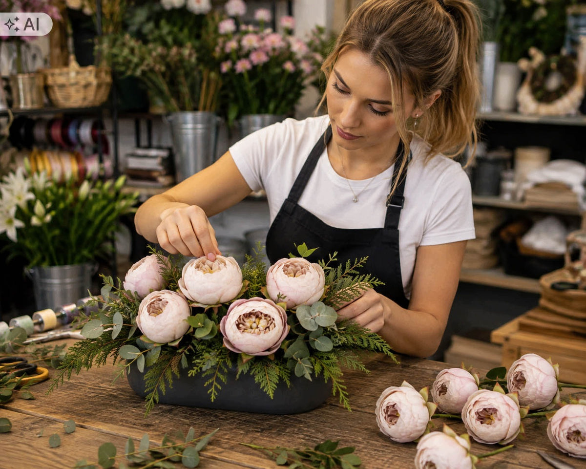 Główki wyrobowe PEONIE 6szt sztuczne kwiaty JAK ŻYWE do stroika kompozycji