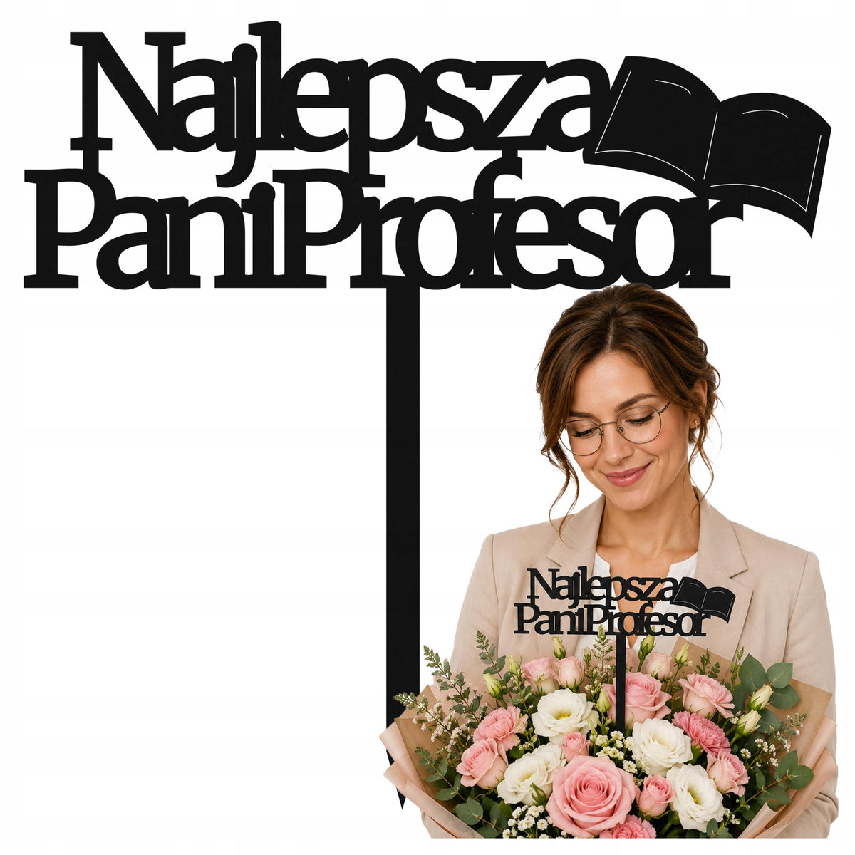 Topper Czarny Koniec roku Prezent Dla Nauczyciela Szkoła Ozdoba Dekoracja