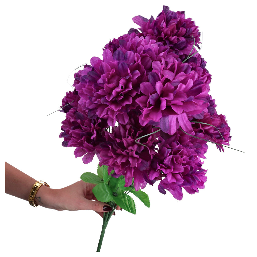 Bukiet Chryzantema Fiolet Kwiaty Sztuczne Jak Żywe Do Wazonu 55cm STROIK