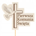 Topper Na Tort Komunia Gołąbek Krzyż Dekoracje Komunijne Do Tortów Ozdoby