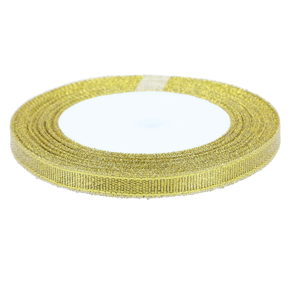 WSTĄŻKA brokatowa tasiemka taśma złota błyszcząca do dekoracji DIY 6mm